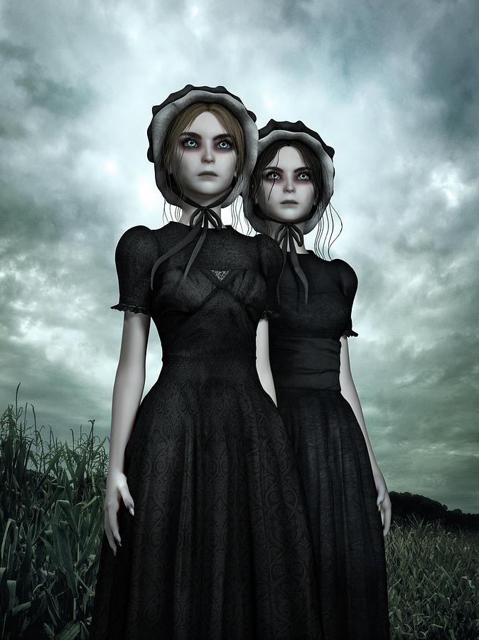 They are coming - the Halloween Twins Mixed Media by Britta Glodde