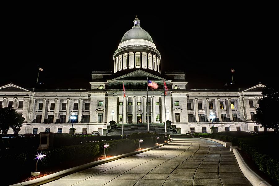 Little Rock Skyline Photograph - The Arkansas State Capitol Building by JC Findley