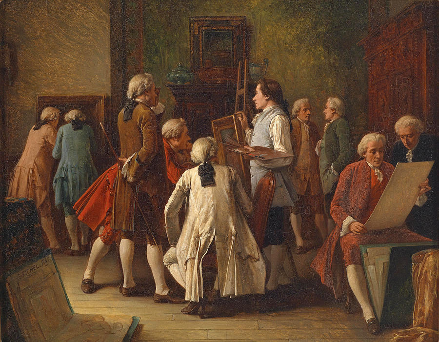The Art Lovers in the Studio of the Painter  Painting by Eugene Fichel
