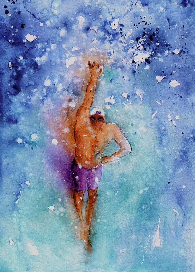 The Art Of Freestyle Swimming Painting by Miki De Goodaboom