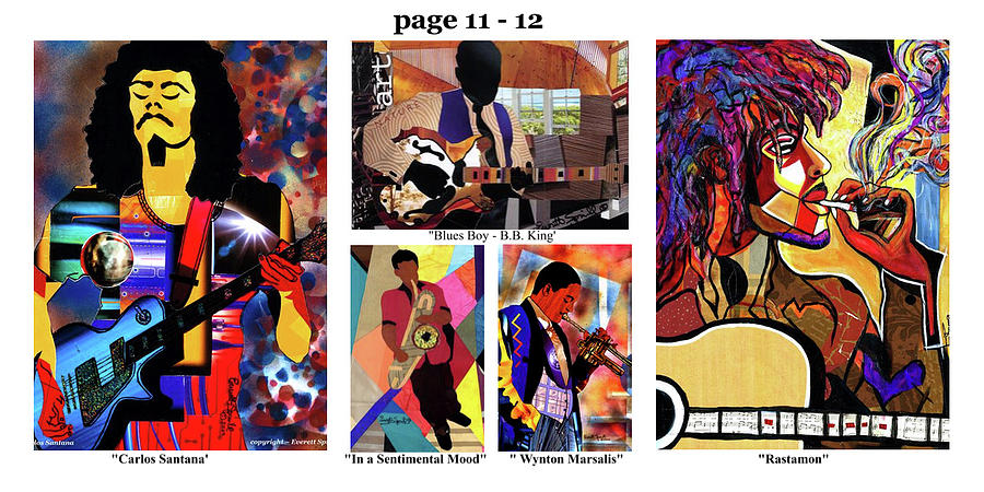 Jimi Hendrix Mixed Media - The Art of Jazz Coffee Table Book- page 11 - 12 by Everett Spruill