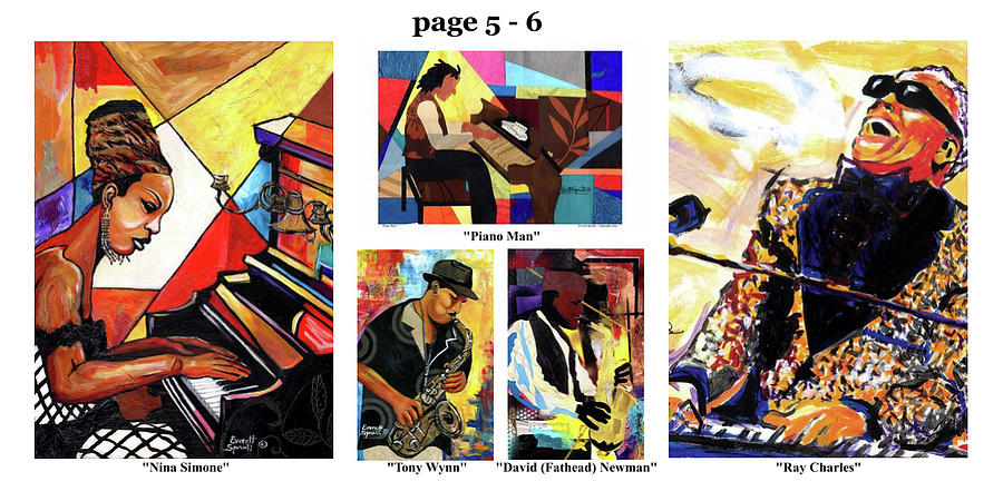 Jimi Hendrix Mixed Media - The Art of Jazz Coffee Table Book- page 5 - 6 by Everett Spruill