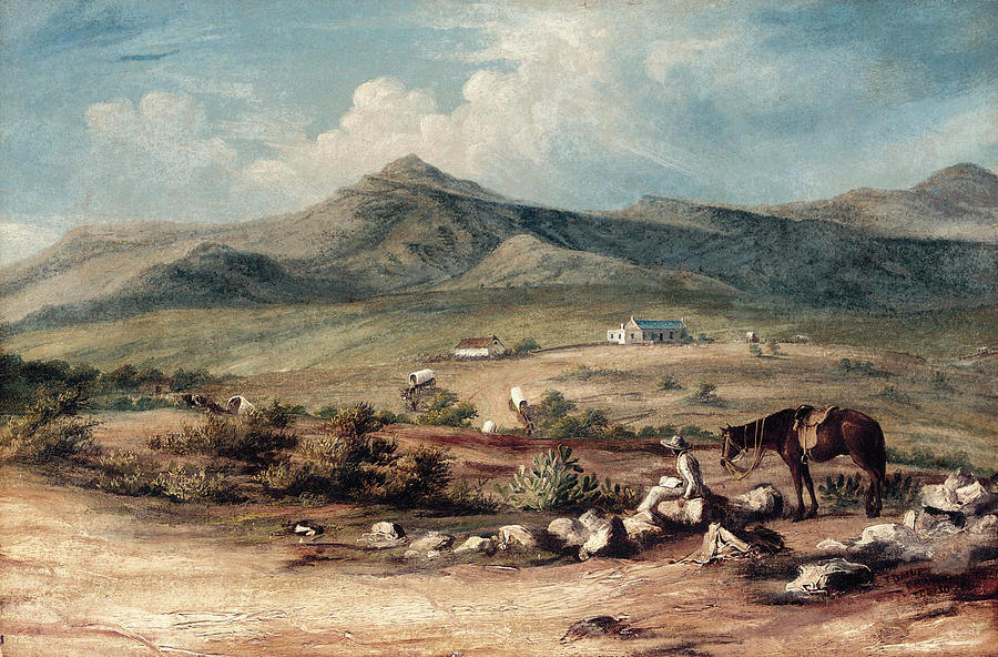 The Artist and his Mount overlooking a Valley in the Eastern Cape Painting by Thomas Baines
