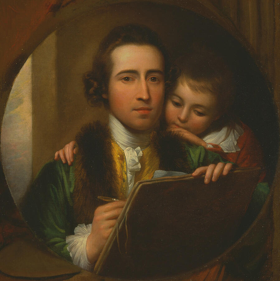 The Artist and His Son Raphael, from 1773 Painting by Benjamin West