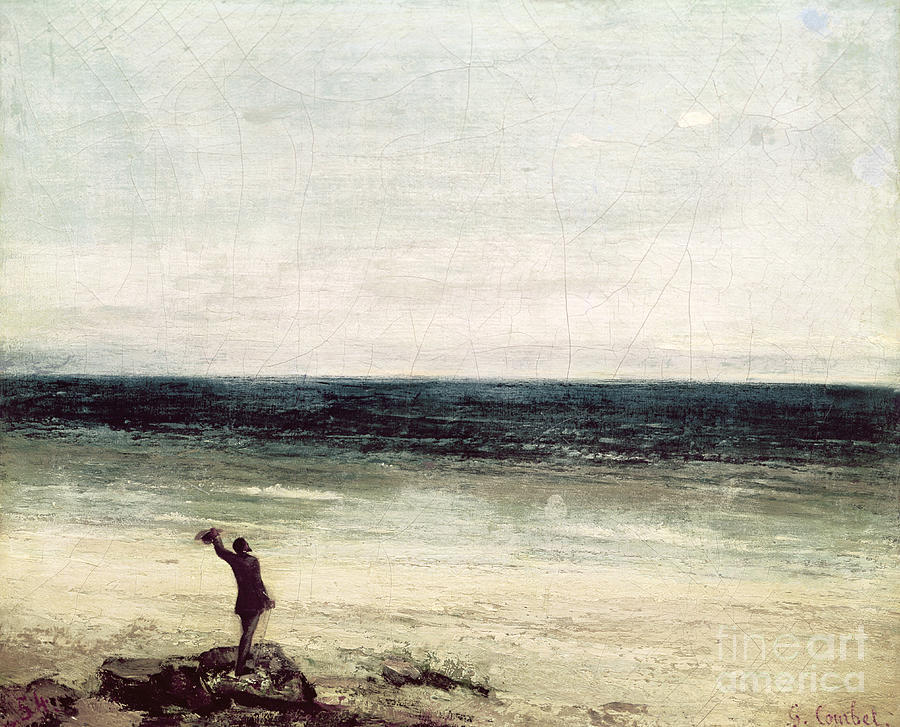 The Artist on the Seashore at Palavas Painting by Gustave Courbet