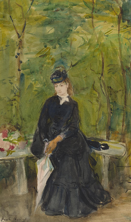 The Artist's Sister Edma Seated in a Park Painting by