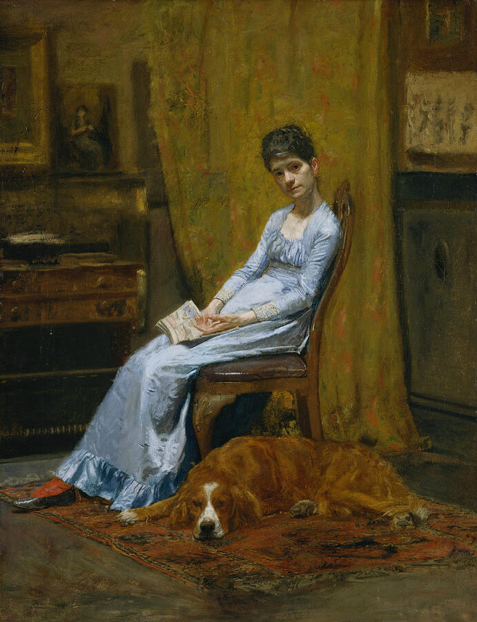 The Artists Wife and His Setter Dog, from 1884-1889 Painting by Thomas Eakins