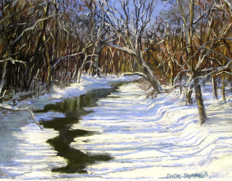 The Assabet River in winter Painting by Jack Skinner
