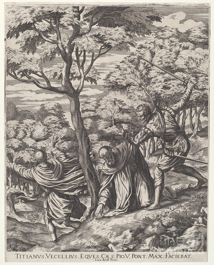 The Assassination Of Saint Peter Martyr Drawing by Cornelis Cort, After ...