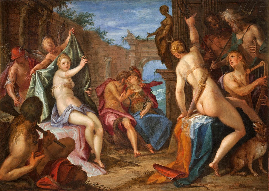 The Assembly of the gods on Mount Olympus Painting by Hans von Aachen