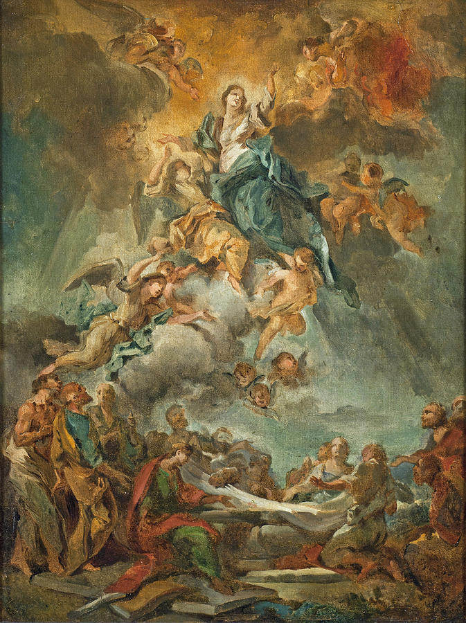 The Assumption of the Virgin Painting by Attributed to Carlo Innocenzo Carloni