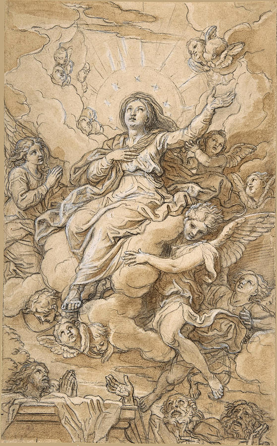 The Assumption of the Virgin Drawing by Michel Corneille the Younger