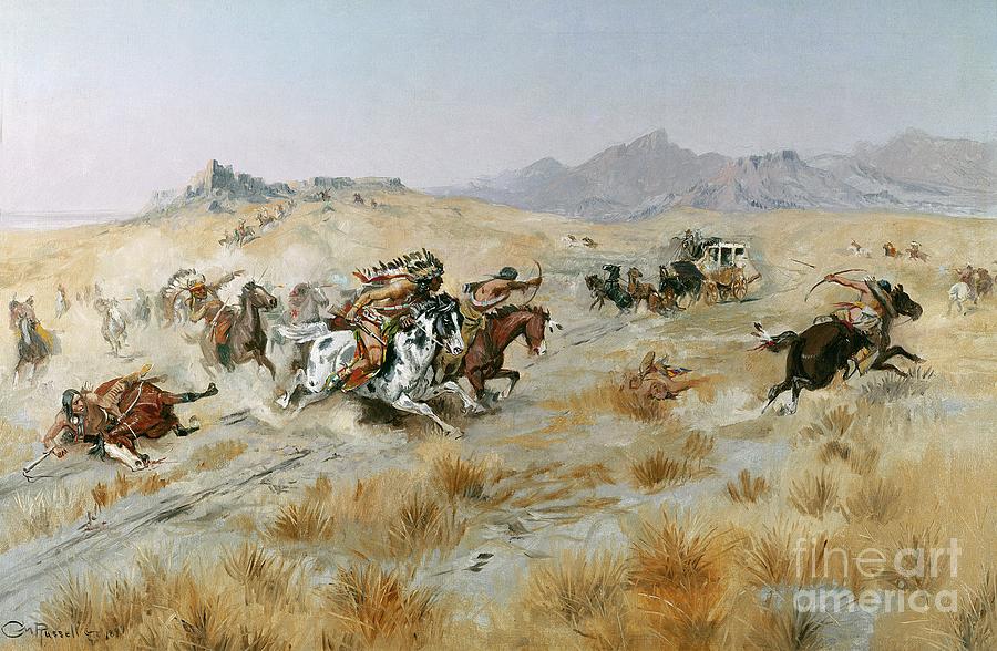 The Attack Painting by Charles Marion Russell