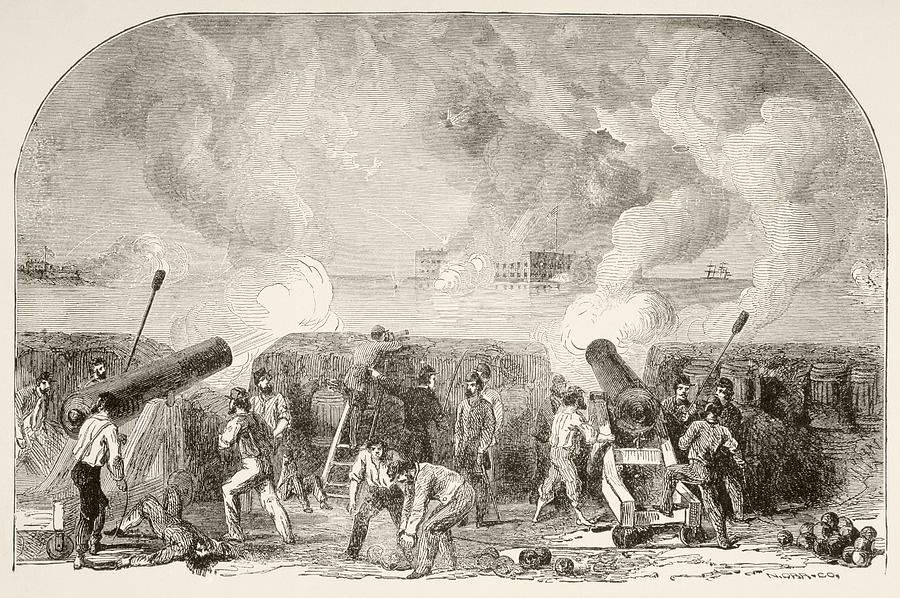 The Attack On Fort Sumter, April 12 And Drawing by Vintage Design Pics