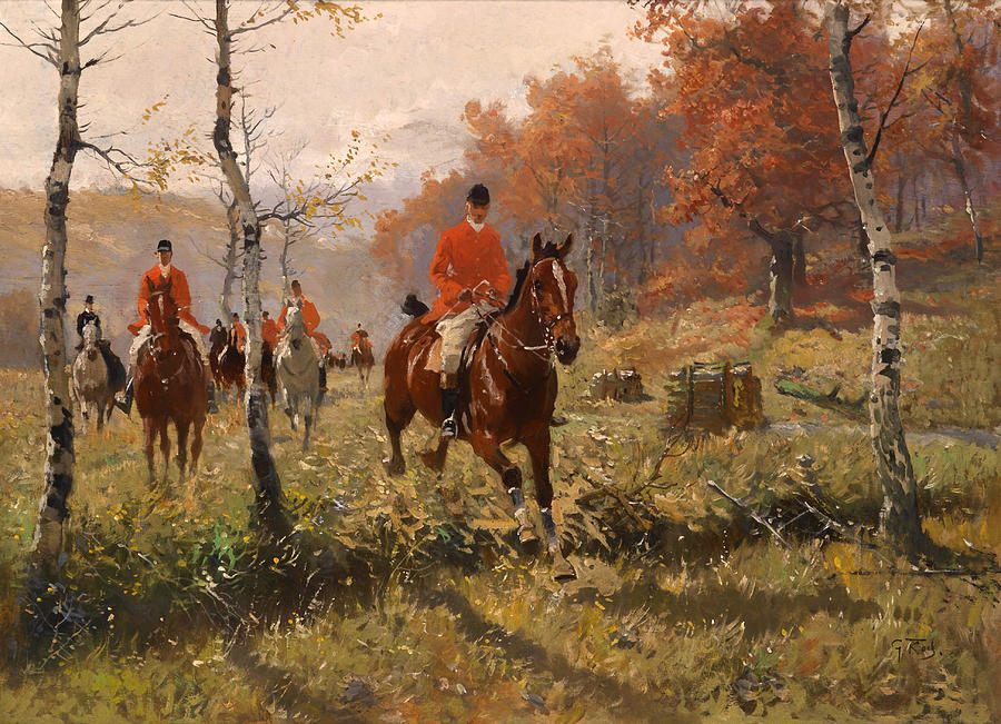 Vintage Painting - The Autumn Hunt by Mountain Dreams