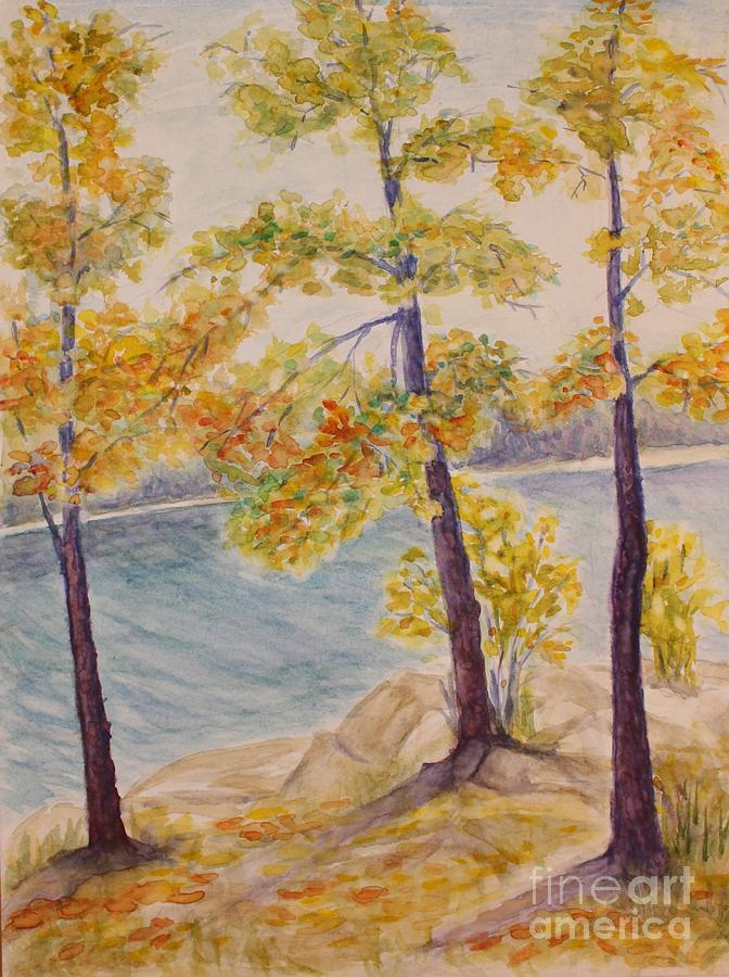 The autumn in Seven Lakes, New Jersey Painting by Olga Malamud-Pavlovich