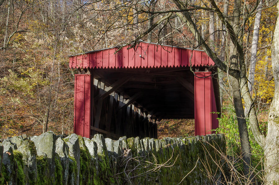 The Autumn Season - Thomas Covered Bridge Photograph by Bill Cannon
