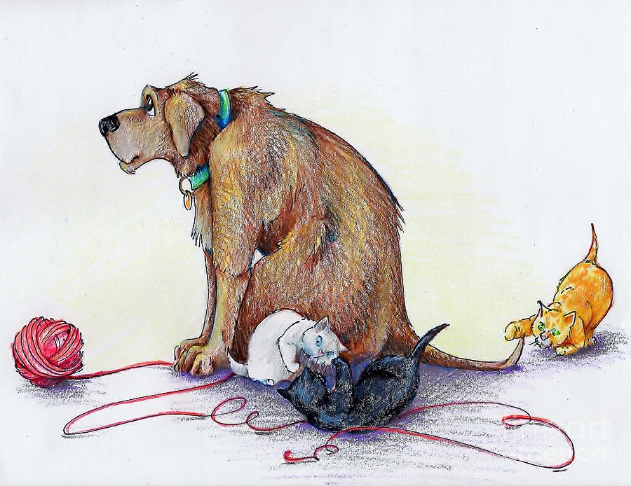 The baby-sitter Drawing by K M Pawelec
