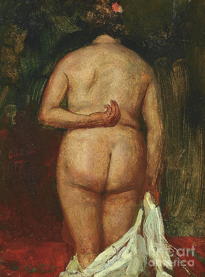 Charles Cottet Painting - The back of the nude by Charles Cottet
