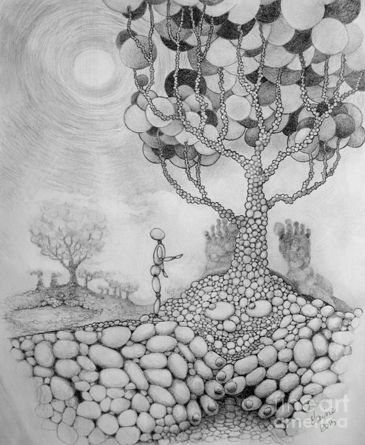 The balloon tree Drawing by Elaine Berger