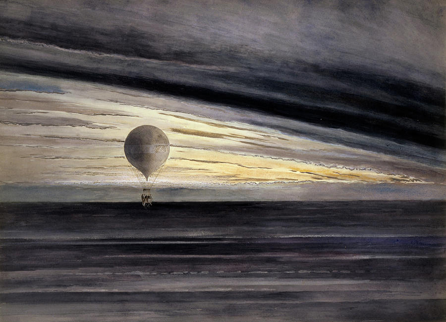 The Balloon, Zenith, during a long distance flight from Paris to Bordeaux  Painting by French School