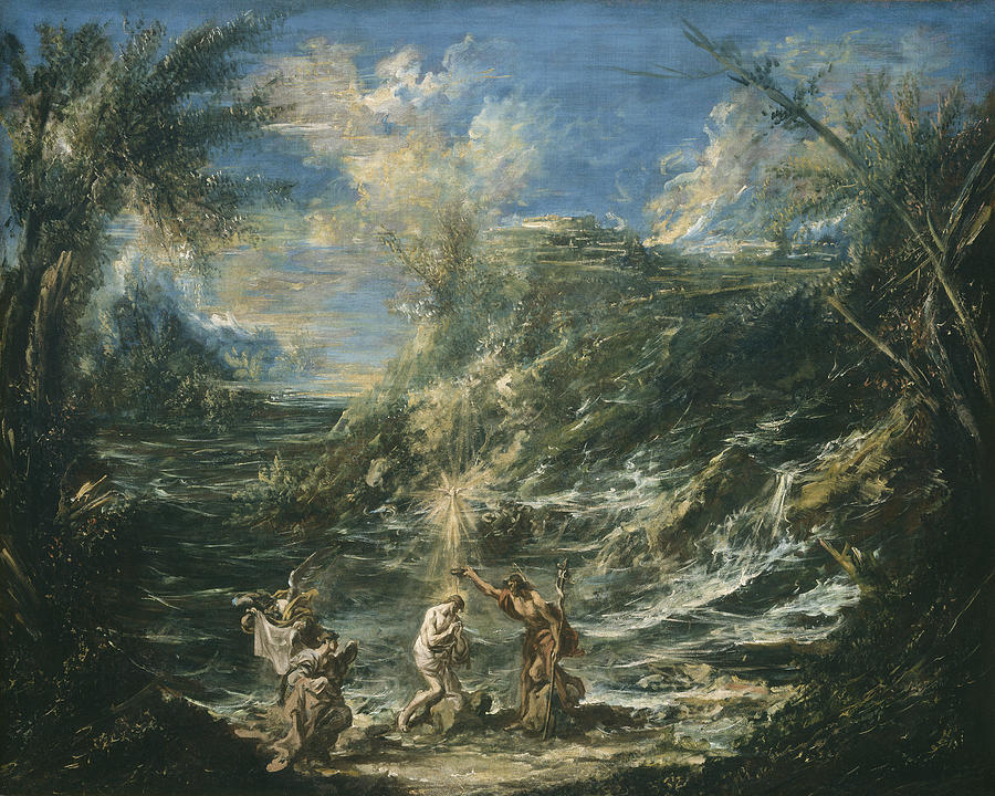 Alessandro Magnasco Painting - The Baptism Of Christ by Alessandro Magnasco