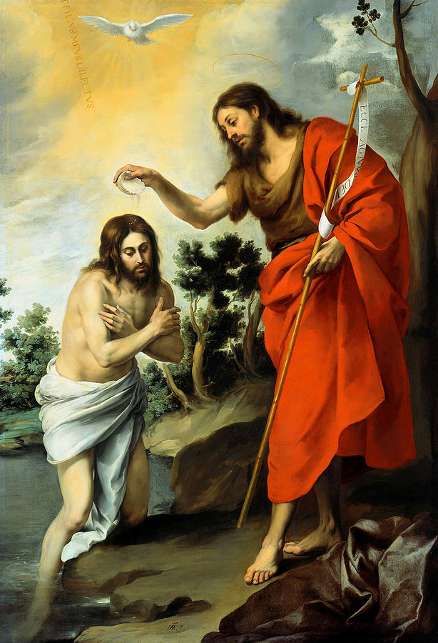 Bartolome Esteban Murillo Painting - The Baptism Of Christ by Bartolome Esteban Murillo