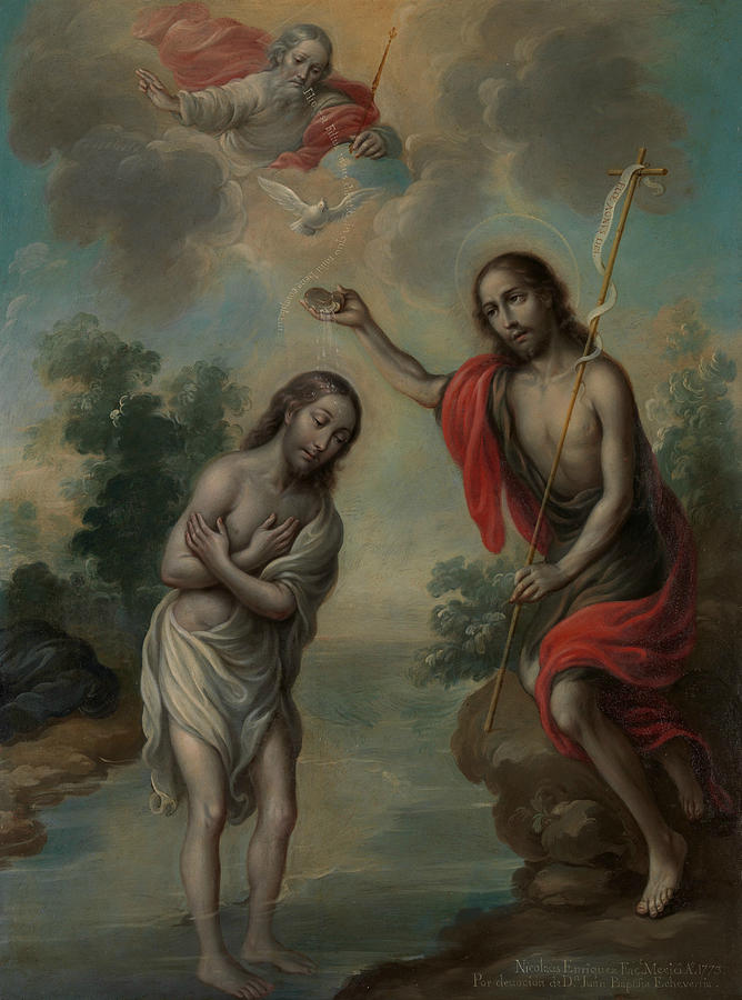 The Baptism of Christ Painting by Nicolas Enriquez