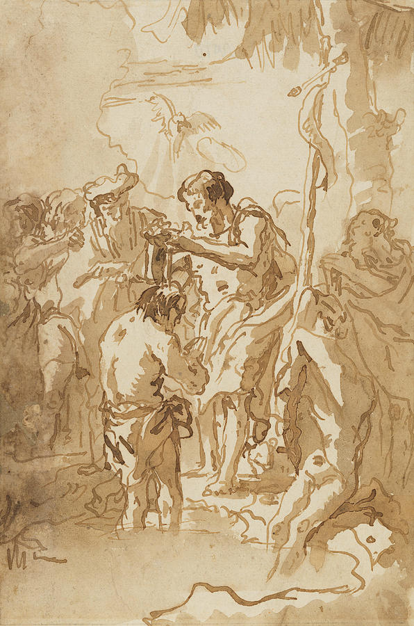 The Baptism of Christ  Drawing by Giovanni Domenico Tiepolo