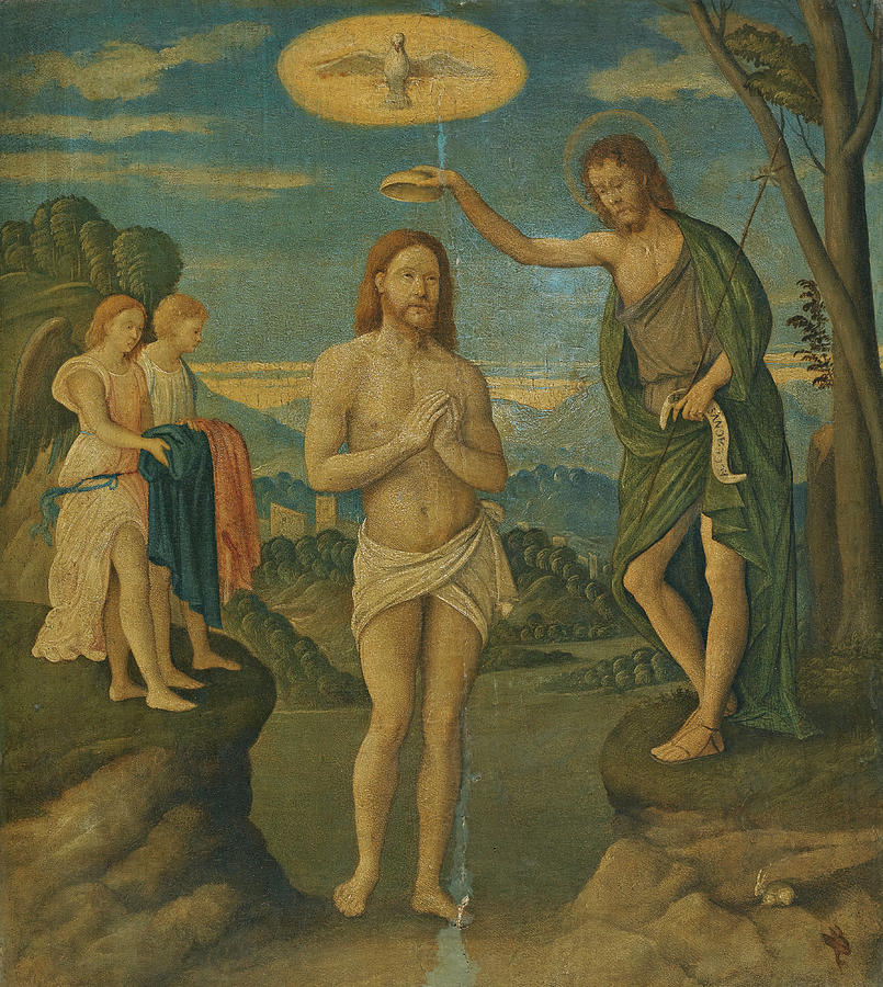 The Baptism of Christ Painting by Girolamo da Santacroce