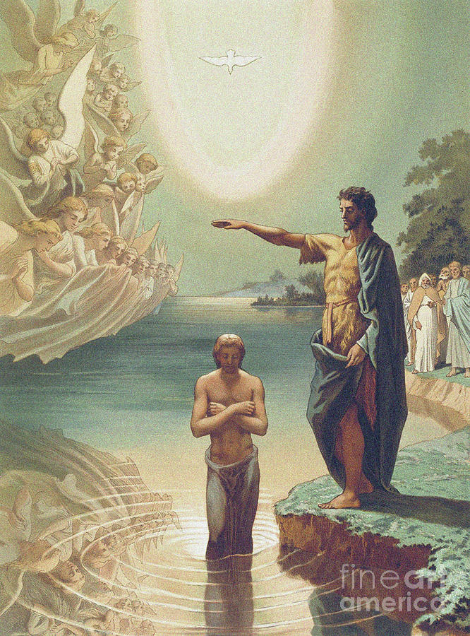 The Baptism of Christ Drawing by Grigori Grigorevich Gagarin