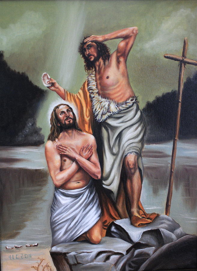 The Baptism Painting by Theresa Cangelosi