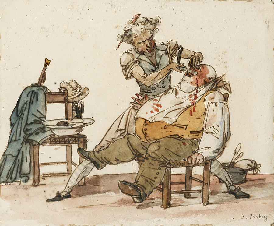 The Barber Drawing by Jean-Baptiste Isabey