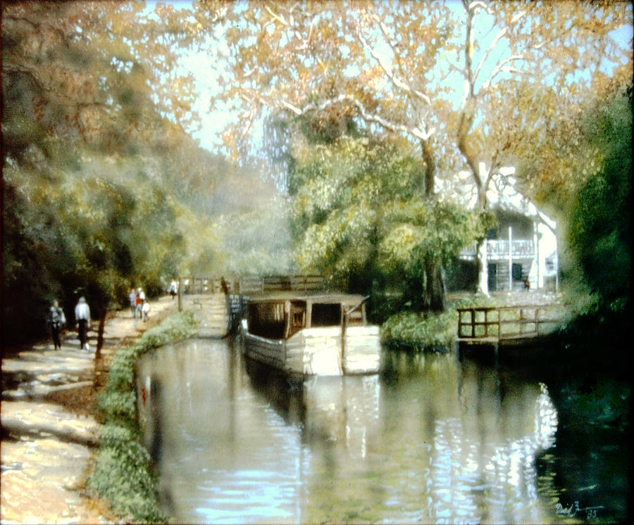 The Barge The Inn and The Towpath Painting by David Zimmerman