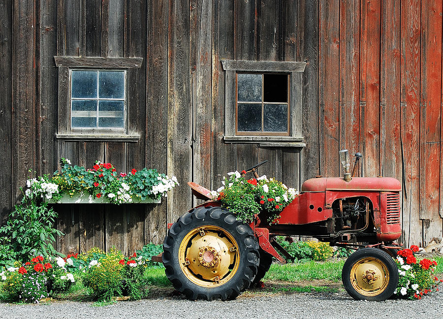 Flower Photograph - The Barn and Tractor by Paul W Sharpe Aka Wizard of Wonders