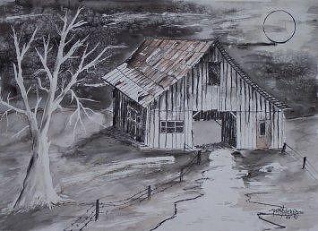 THE BARN country pen and ink drawing Painting by Derek Mccrea THE BARN country pen and ink drawing Painting by Derek Mccrea
