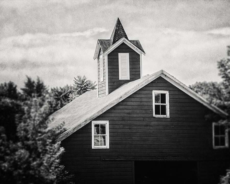 Black And White Photograph - The Barn in the Woods in Black and White by Lisa R