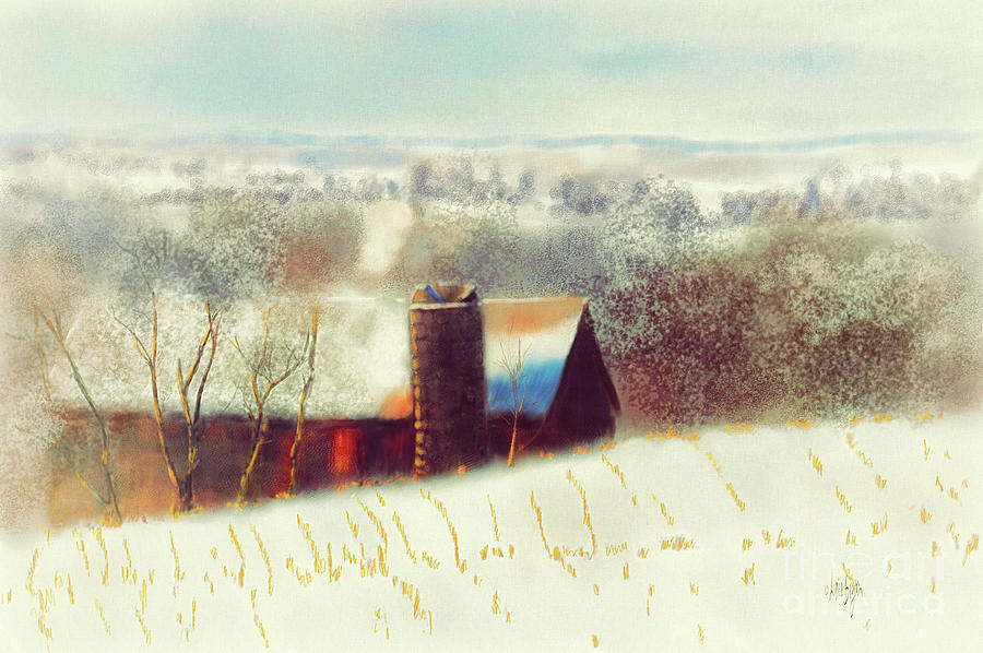 The Barn Over The Hill Digital Art by Lois Bryan