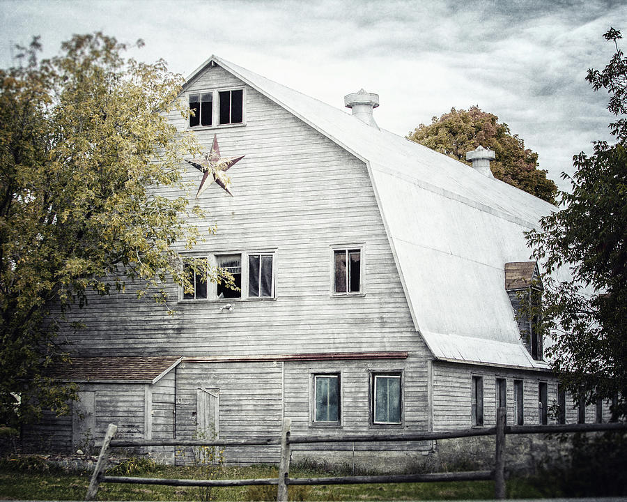 Fall Photograph - The Barn with the Star by Lisa R
