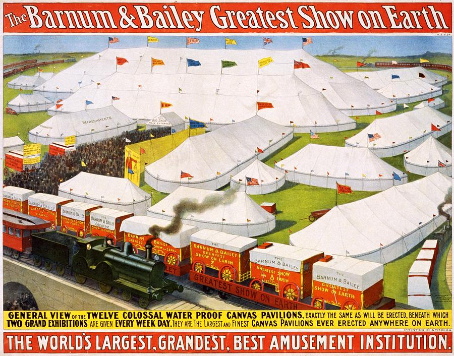 The Barnum Bailey greatest show on Earth, circus poster, 1899 Painting by Vincent Monozlay