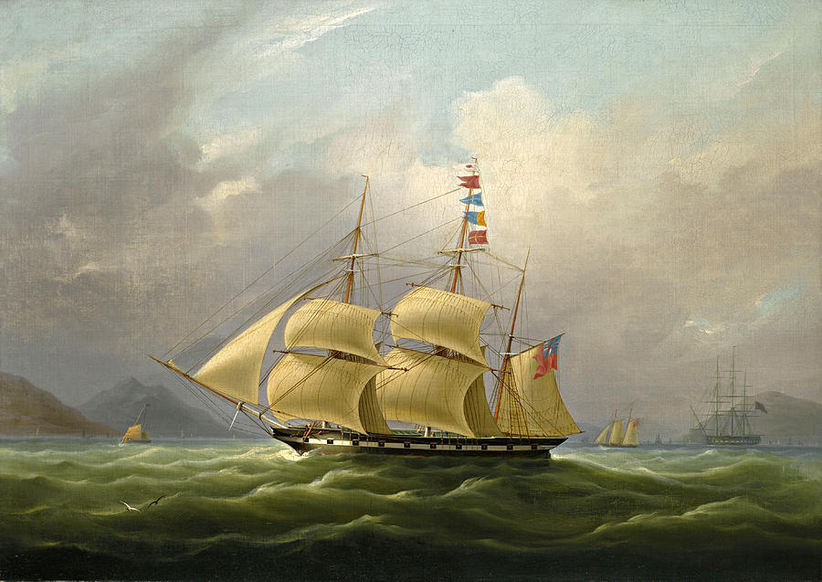 The barque Sylph beloging to Mr. Alexander Robertson off the Macao. China Painting by William John Huggins
