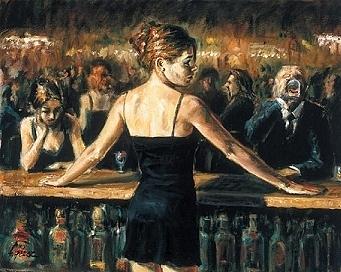 Bar Painting - The Bartender by Fabian Perez Bar Painting - The Bartender by Fabian Perez