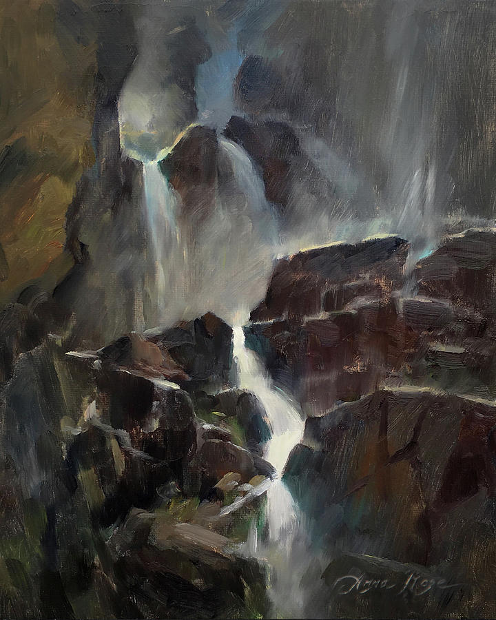 Rocky Mountain National Park Painting - The Base of Timberline Falls by Anna Rose Bain