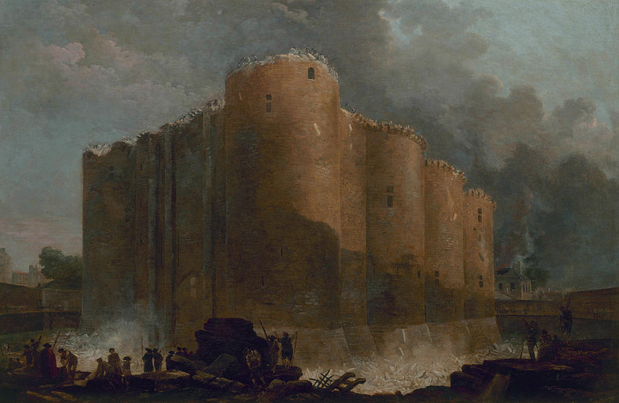 The Bastille in the first days of its demolition Painting by Hubert Robert