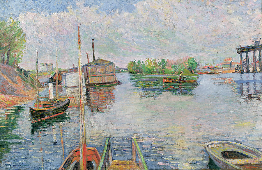 Boat Painting - The Bateau Lavoir at Asnieres by Paul Signac