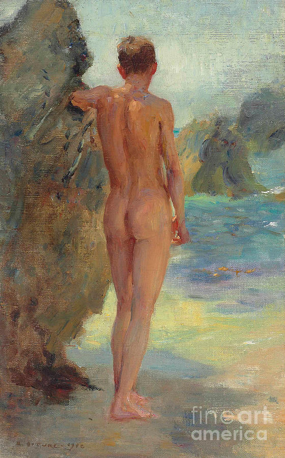 The bather, 1912 Painting by Henry Scott Tuke