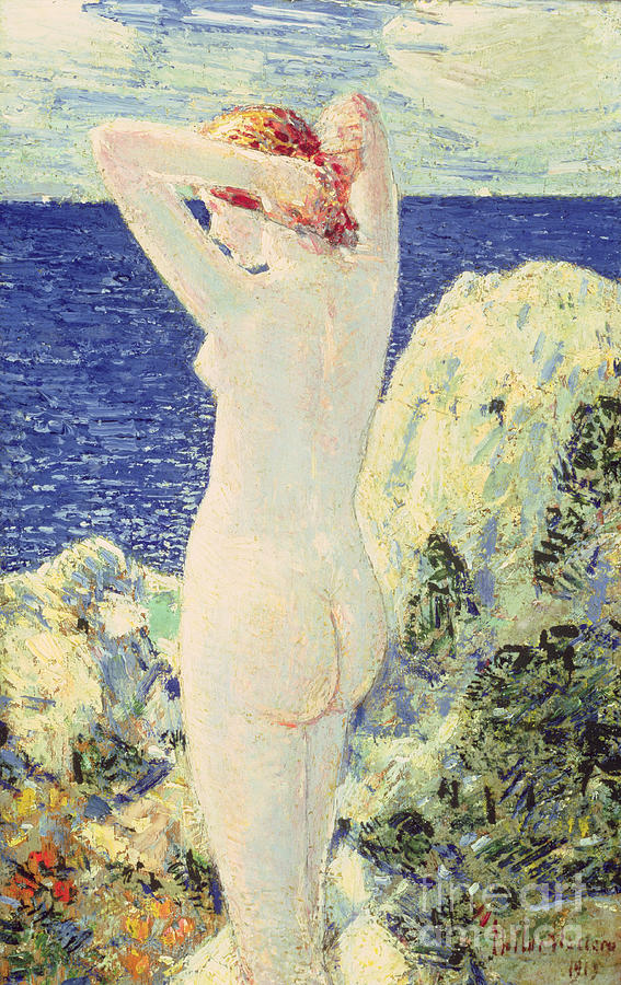 Nude Painting - The Bather, 1915 by Childe Hassam