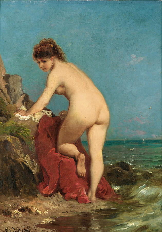 The Bather Painting by Theodore Levigne