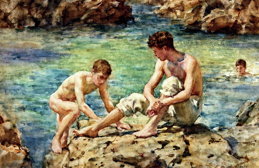 The Bathers of 1922  Painting by Henry Scott Tuke