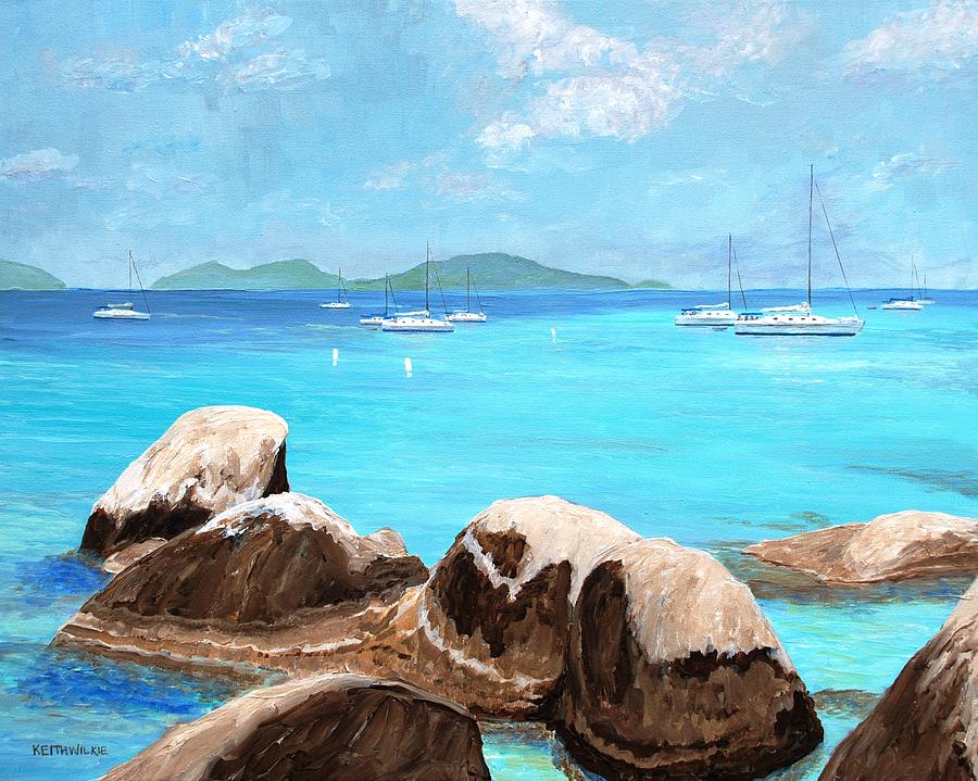 The Baths - BVI Painting by Keith Wilkie